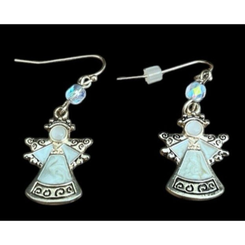 KC Angel  Earrings Gold Tone Moonstone Pierced 1990’s